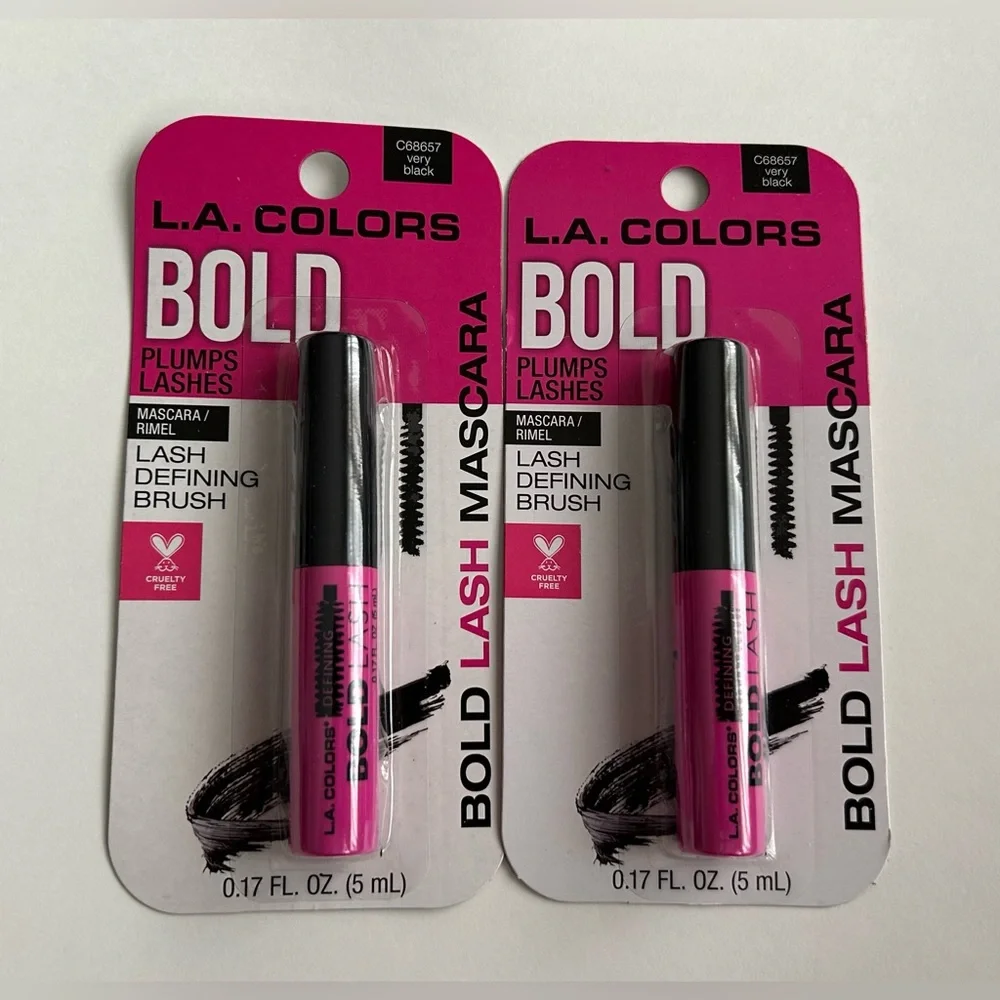New Two L.A. Colors Mascara Very Black Plumps Lashes 0.17 oz (5 mL) Bold Lash
